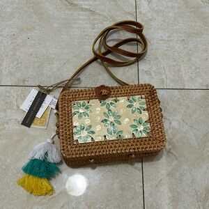 Genuine Leather Wooden Summer Bag with Tassels